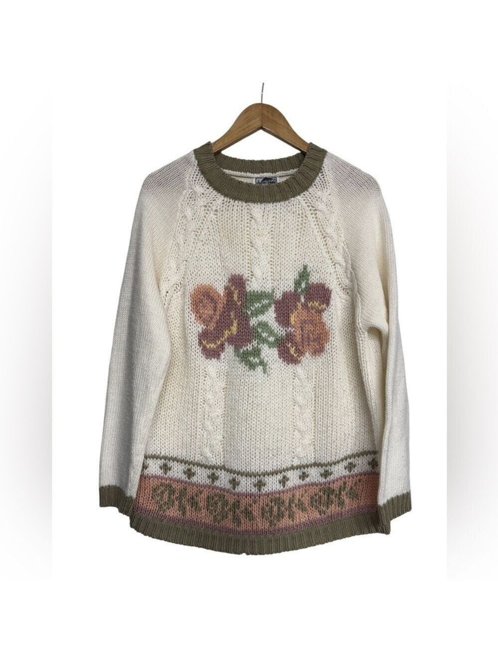 Chunky Knit Floral Sweater by Andrew St. John – Vintage Cottagecore Aesthetic